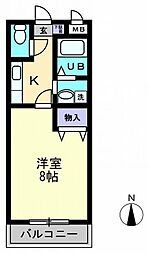 クレールオゴ 1Kの間取図画像