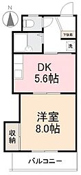 グリーンヒル 1DKの間取図画像