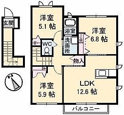 サンモールC 3LDKの間取図画像
