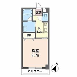 レーベンスクエア 1Kの間取図画像