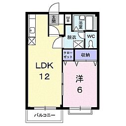 エルディム川西 1LDKの間取図画像