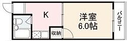 コート玉藻 1Kの間取図画像