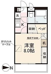E-cube木太 1Kの間取図画像