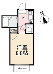 シャンボール峰山 1Kの間取図画像