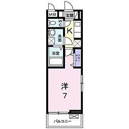ディアコート宮脇 1Kの間取図画像