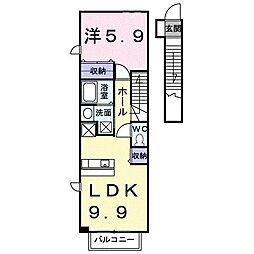 モンブランA棟 1LDKの間取図画像