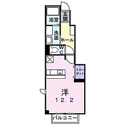 モンブランB棟 ワンルームの間取図画像