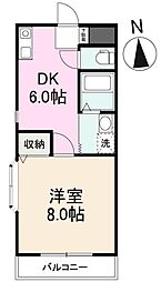 ガーデンハイツ三名弐番館 1DKの間取図画像