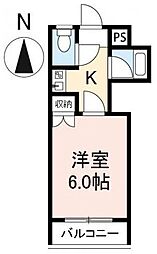 フリーダム花園 1Kの間取図画像