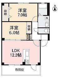 フォブールあさひ 2LDKの間取図画像