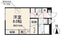 サンライズ百石 1Kの間取図画像