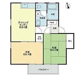 フォブール西尾 2DKの間取図画像