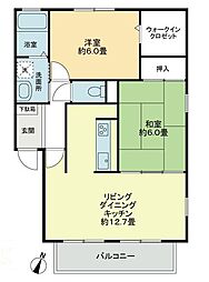 フォブール緑ケ丘B 2LDKの間取図画像