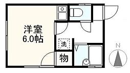山本ハイツ ワンルームの間取図画像