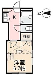 フレシール東山崎 1Kの間取図画像