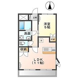 ジェミニ白銀B 1LDKの間取図画像