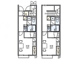 レオパレスサルウェイ三条 1Kの間取図画像