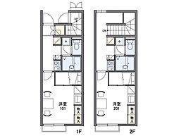 レオパレスプレジュール 1Kの間取図画像