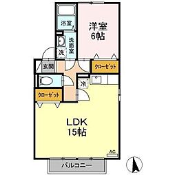 エクセレンス・ファミール木太A 1LDKの間取図画像