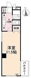 M's悠 1Kの間取図画像