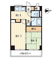 アヴニール若宮 2Kの間取図画像