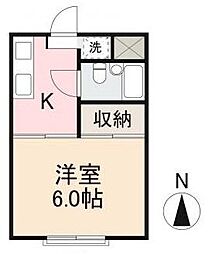春日Kコーポ 1Kの間取図画像