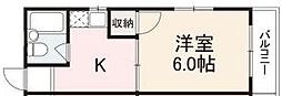 コート玉藻 1Kの間取図画像