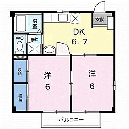 ニューシティ八栗口A 2DKの間取図画像
