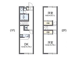 レオパレスクール 2DKの間取図画像