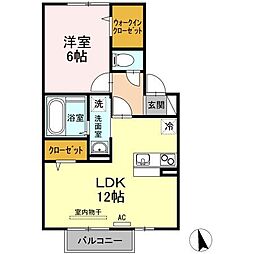 グランフェルティA 1LDKの間取図画像