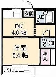 フレグランス宮脇 1DKの間取図画像