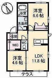 ShaMaison高松西 2LDKの間取図画像