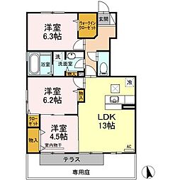 フォンターナ伏石2 3LDKの間取図画像