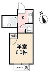 シャンボール峰山 1Kの間取図画像