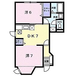 ブリッジ弐番館 2DKの間取図画像