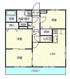 メゾン田中 3LDKの間取図画像