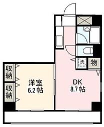 エグゼクティブコート中新町 1DKの間取図画像