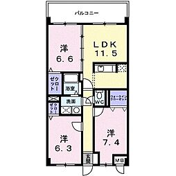 オーブ木太 3LDKの間取図画像