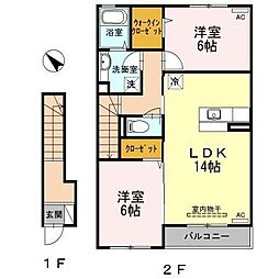 ゆがふテラス1 2LDKの間取図画像