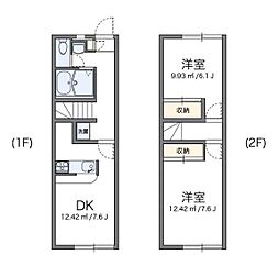 レオパレス木太南 2DKの間取図画像