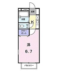 カーサ木太 1Kの間取図画像