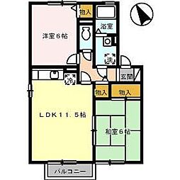 アネシス・ハイツ1号館 2LDKの間取図画像