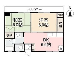 セントラルハイツ栗林 2DKの間取図画像