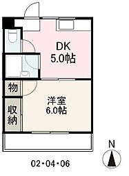 ヴィルシーク新北 1DKの間取図画像