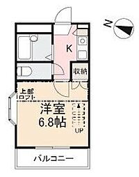 福岡レジデンスC 1Kの間取図画像