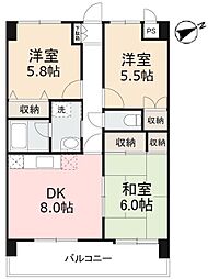 フォレスト木太 3DKの間取図画像
