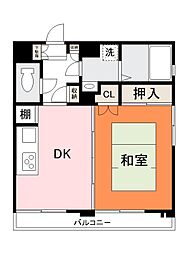 アムズ2 1DKの間取図画像