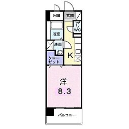 デイドリーム 1Kの間取図画像