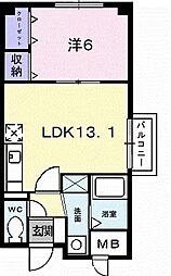 グランディールF 1LDKの間取図画像