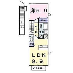 モンブランA棟 1LDKの間取図画像